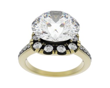 Beyaz arka planda izole edilmiş değerli taşları olan yüzük.. 