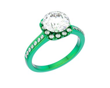 Beyaz arka planda izole edilmiş değerli taşları olan yüzük.. 