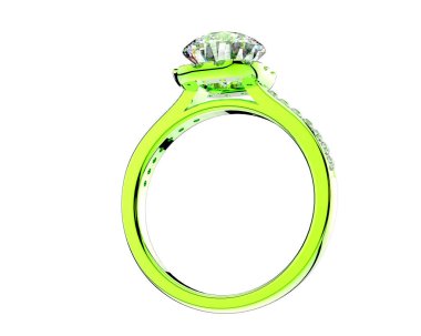 Beyaz arka planda izole edilmiş değerli taşları olan yüzük.. 