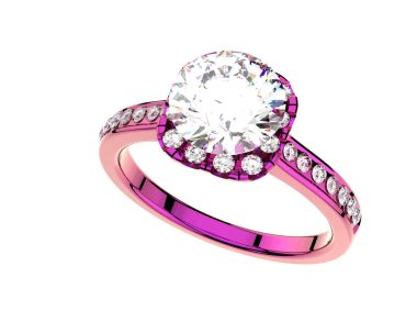 Beyaz arka planda izole edilmiş değerli taşları olan yüzük.. 