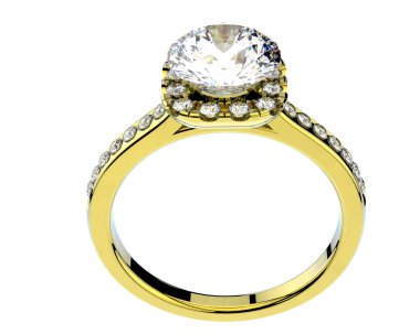 Beyaz arka planda izole edilmiş değerli taşları olan yüzük.. 