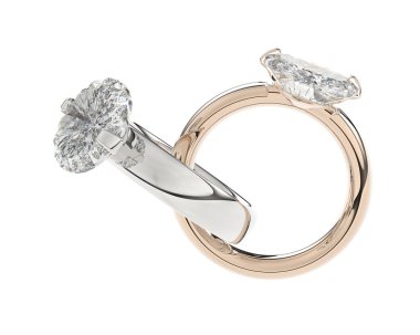 Beyaz arka planda izole edilmiş değerli taşları olan yüzükler. 