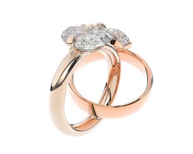 Beyaz arka planda izole edilmiş değerli taşları olan yüzükler. 