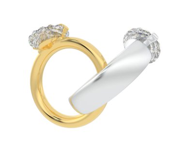 Beyaz arka planda izole edilmiş değerli taşları olan yüzükler. 