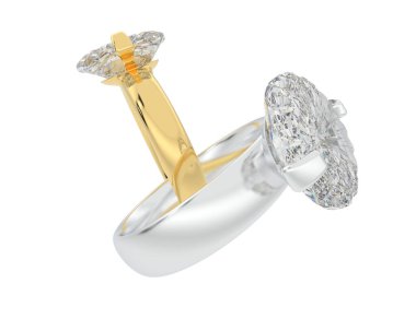 Beyaz arka planda izole edilmiş değerli taşları olan yüzükler. 