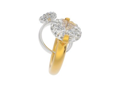 Beyaz arka planda izole edilmiş değerli taşları olan yüzükler. 