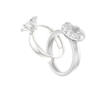 Beyaz arka planda izole edilmiş değerli taşları olan yüzükler. 