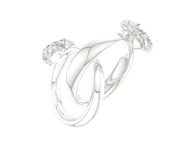 Beyaz arka planda izole edilmiş değerli taşları olan yüzükler. 