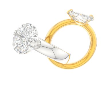 Beyaz arka planda izole edilmiş değerli taşları olan yüzükler. 