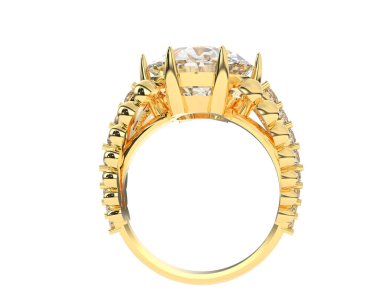 Beyaz arka planda izole edilmiş değerli taşları olan yüzük.. 