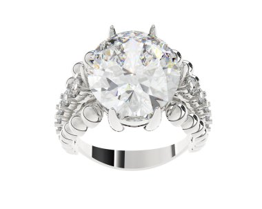 Beyaz arka planda izole edilmiş değerli taşları olan yüzük.. 