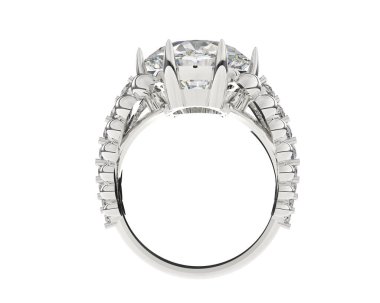 Beyaz arka planda izole edilmiş değerli taşları olan yüzük.. 