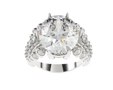 Beyaz arka planda izole edilmiş değerli taşları olan yüzük.. 