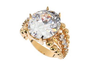 Beyaz arka planda izole edilmiş değerli taşları olan yüzük.. 