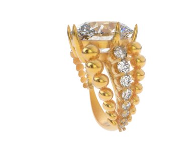 Beyaz arka planda izole edilmiş değerli taşları olan yüzük.. 