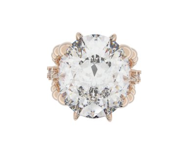 Beyaz arka planda izole edilmiş değerli taşları olan yüzük.. 