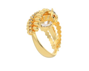 Beyaz arka planda izole edilmiş değerli taşları olan yüzük.. 