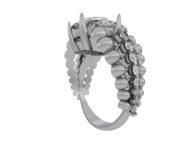 Beyaz arka planda izole edilmiş değerli taşları olan yüzük.. 