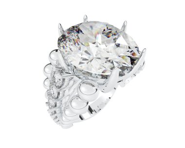 Beyaz arka planda izole edilmiş değerli taşları olan yüzük.. 