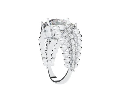 Beyaz arka planda izole edilmiş değerli taşları olan yüzük.. 