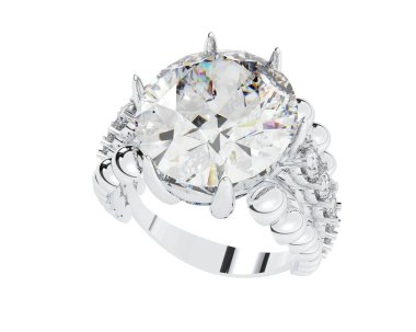 Beyaz arka planda izole edilmiş değerli taşları olan yüzük.. 