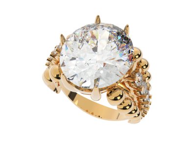 Beyaz arka planda izole edilmiş değerli taşları olan yüzük.. 