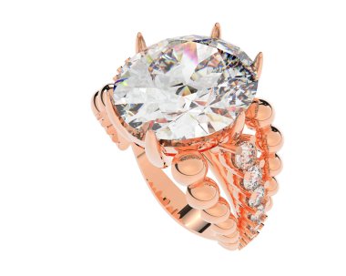 Beyaz arka planda izole edilmiş değerli taşları olan yüzük.. 