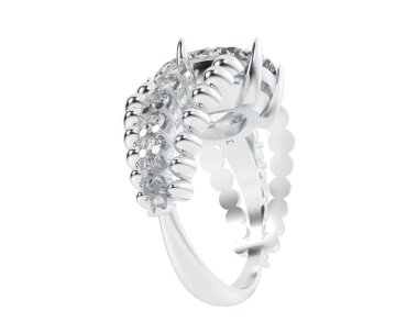 Beyaz arka planda izole edilmiş değerli taşları olan yüzük.. 