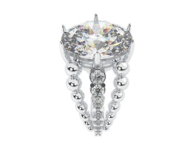 Beyaz arka planda izole edilmiş değerli taşları olan yüzük.. 