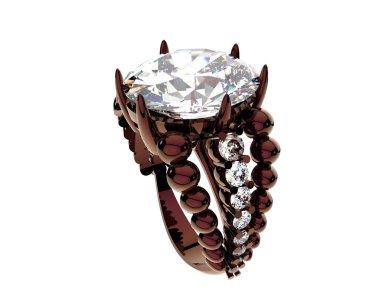 Beyaz arka planda izole edilmiş değerli taşları olan yüzük.. 