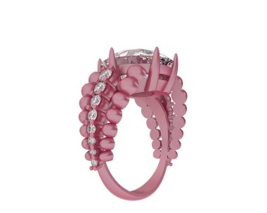 Beyaz arka planda izole edilmiş değerli taşları olan yüzük.. 