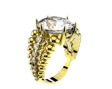 Beyaz arka planda izole edilmiş değerli taşları olan yüzük.. 