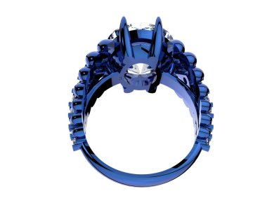 Beyaz arka planda izole edilmiş değerli taşları olan yüzük.. 