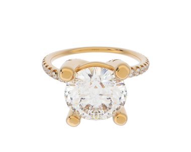 Beyaz arka planda izole edilmiş değerli taşları olan yüzük.. 