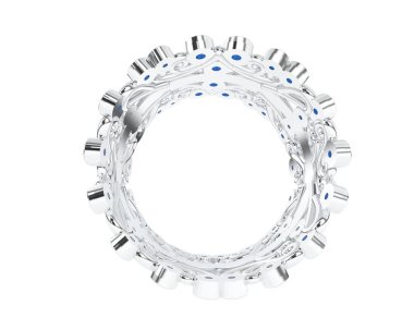 Beyaz arka planda izole edilmiş değerli taşları olan yüzük.. 