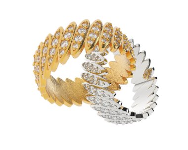 Beyaz arka planda izole edilmiş değerli taşları olan yüzükler. 