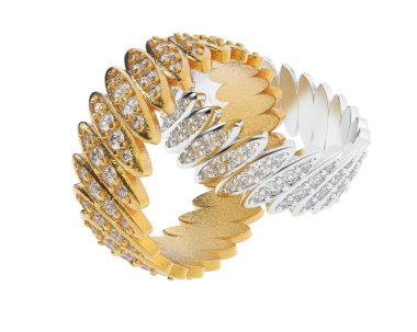 Beyaz arka planda izole edilmiş değerli taşları olan yüzükler. 