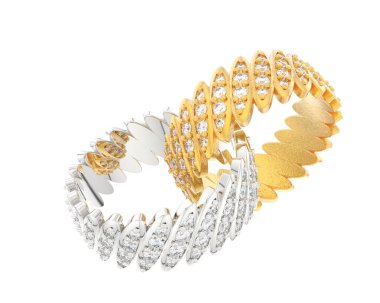 Beyaz arka planda izole edilmiş değerli taşları olan yüzükler. 