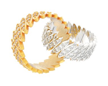 Beyaz arka planda izole edilmiş değerli taşları olan yüzükler. 