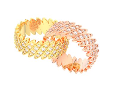 Beyaz arka planda izole edilmiş değerli taşları olan yüzükler. 