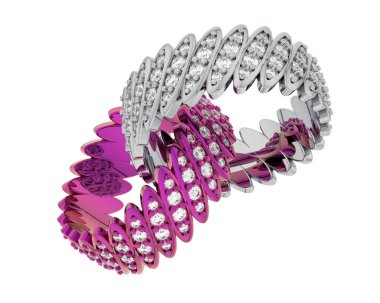 Beyaz arka planda izole edilmiş değerli taşları olan yüzükler. 