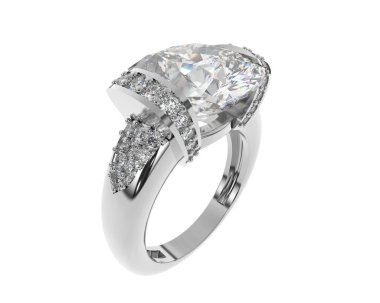 Beyaz arka planda izole edilmiş değerli taşları olan yüzük.. 