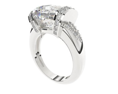 Beyaz arka planda izole edilmiş değerli taşları olan yüzük.. 