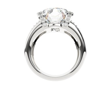 Beyaz arka planda izole edilmiş değerli taşları olan yüzük.. 