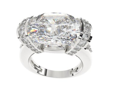 Beyaz arka planda izole edilmiş değerli taşları olan yüzük.. 