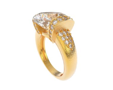 Beyaz arka planda izole edilmiş değerli taşları olan yüzük.. 