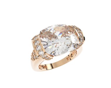 Beyaz arka planda izole edilmiş değerli taşları olan yüzük.. 