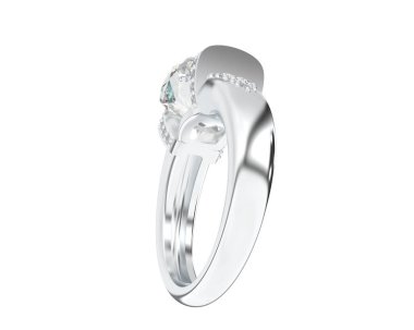 Beyaz arka planda izole edilmiş değerli taşları olan yüzük.. 