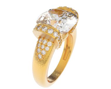 Beyaz arka planda izole edilmiş değerli taşları olan yüzük.. 