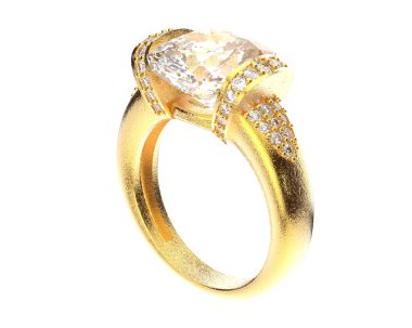 Beyaz arka planda izole edilmiş değerli taşları olan yüzük.. 